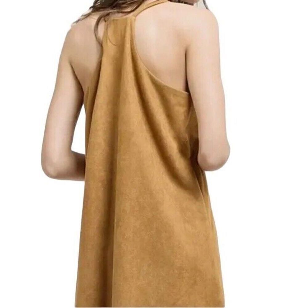 Altar’d State Suede Floral Brown Embroidered Racerback Slip Dress Women’s Small - Picture 5 of 13